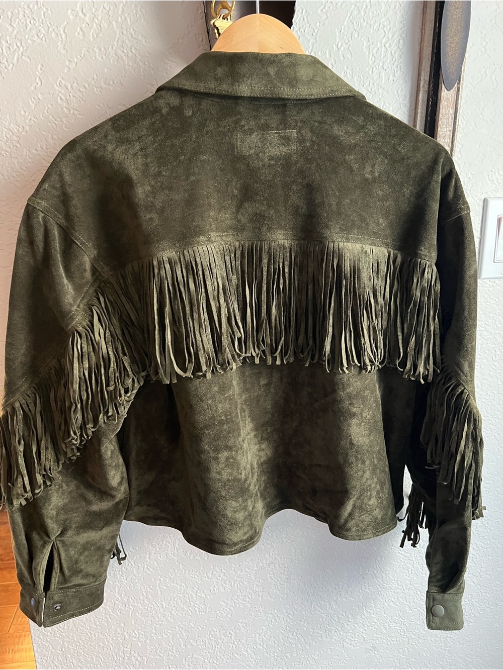 Blank NYC Olive Green Suede Fringe Jacket - Picture 3 of 5